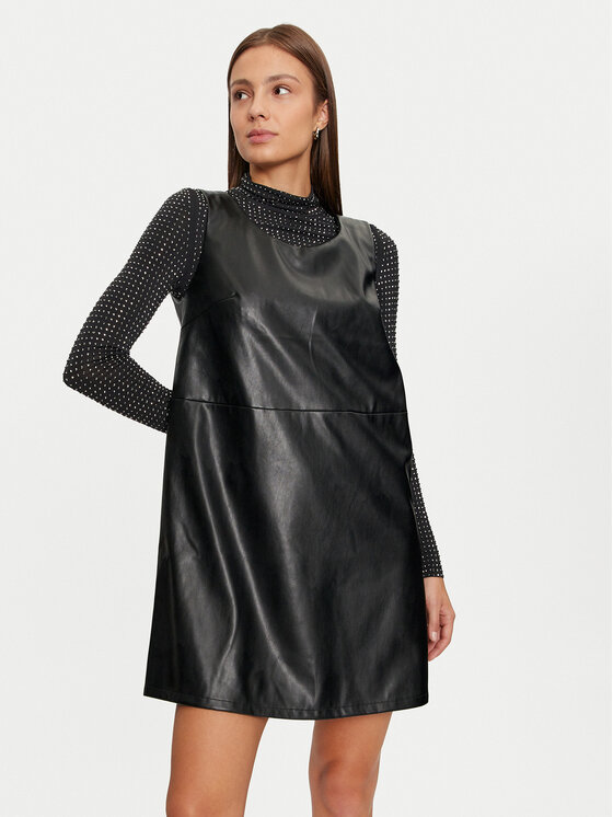 Vila Vila Сукня зі штучної шкіри Dede 14099817 Чорний Slim Fit