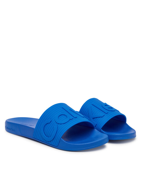 Calvin Klein Calvin Klein Nazouváky Nemo - Contoured Emblem Logo Sliders HM0HM02113 Modrá