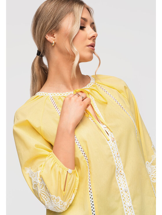 Ombre Ombre Koszula OW-SH-E0042 Żółty Loose Fit