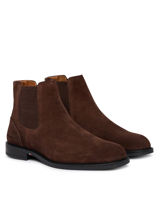 Tommy Hilfiger Tommy Hilfiger Μποτάκια με λάστιχο Corporate Dressy Suede Chelsea FM0FM05953 Καφέ