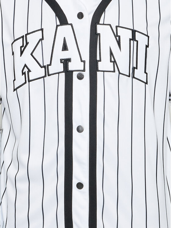 Karl Kani Karl Kani Тишърт Serif Pinstripe Baseball 6033361 Бял Relaxed Fit