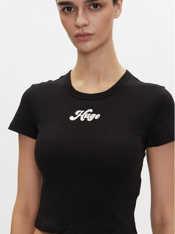 HUGO HUGO T-shirt Delanor_2 50539132 Crna Cropped Fit