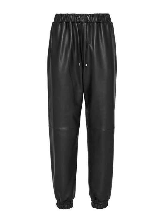 PHILIPP PLEIN PHILIPP PLEIN Kožené kalhoty 5817 Černá Jegging Fit