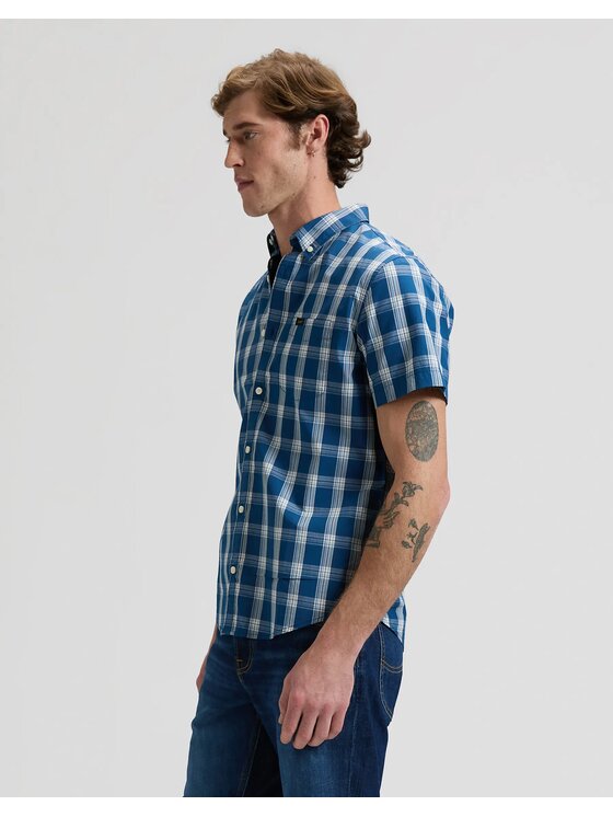 Lee Lee Koszula BUTTON DOWN SS Niebieski Regular Fit