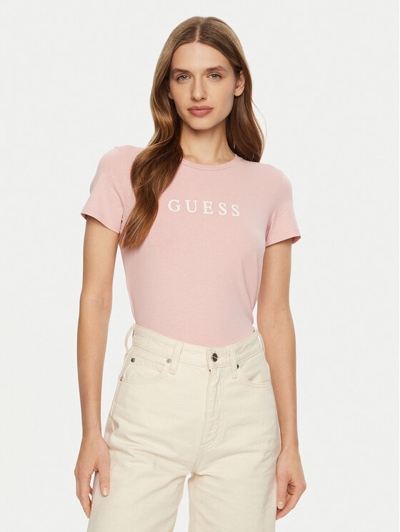 Guess T-krekls O5RI01 KBBU1 Rozā Slim Fit