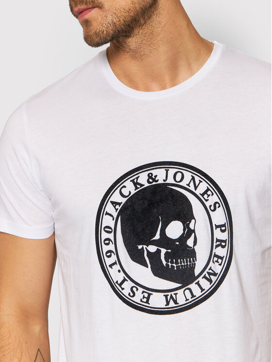 Jack&Jones PREMIUM Jack&Jones PREMIUM T-Shirt Blacult 12199808 Biały Regular Fit