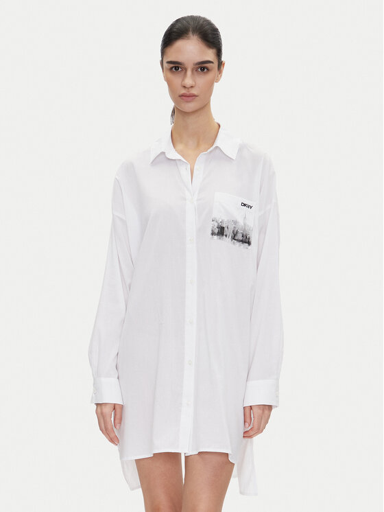 DKNY DKNY Noční košile YI30048 Bílá Relaxed Fit