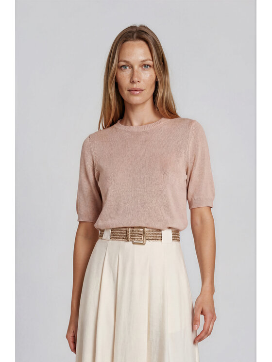 Fobya Fobya Bluzka F3036 Różowy jasny Basic Fit