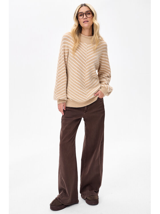 blue shadow blue shadow Sweter Bołi Beżowy Regular Fit