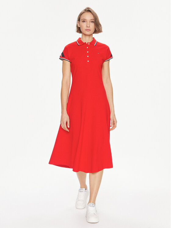 Tommy Hilfiger Tommy Hilfiger Kleid für den Alltag WW0WW41269 Rot Regular Fit