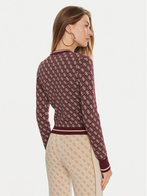 Guess Guess Pulover Lise W4BR21 Z37K0 Vișiniu Slim Fit
