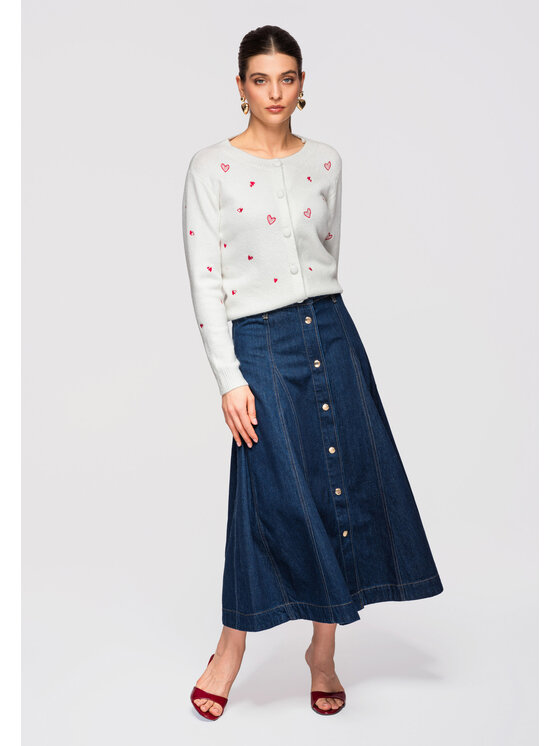 Ombre Ombre Kardigan OW-SWCD-0108 Biały Slim Fit