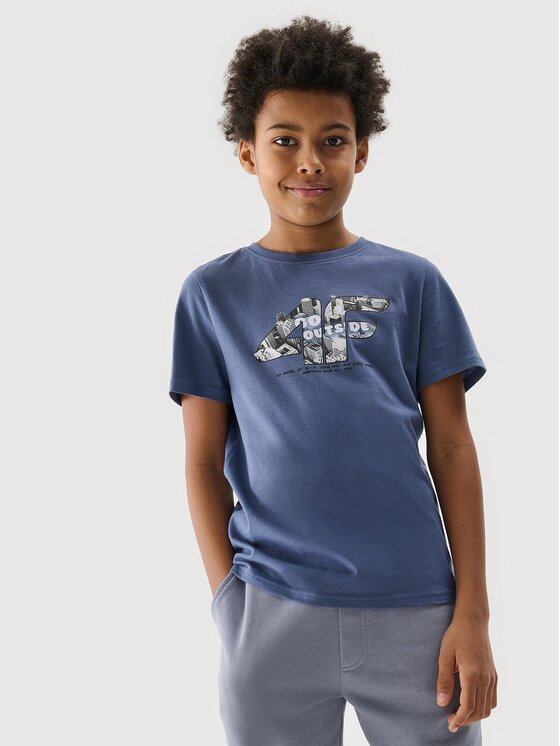 4F 4F T-Shirt 4FJRSS24TTSHM2210-33S Niebieski Regular Fit