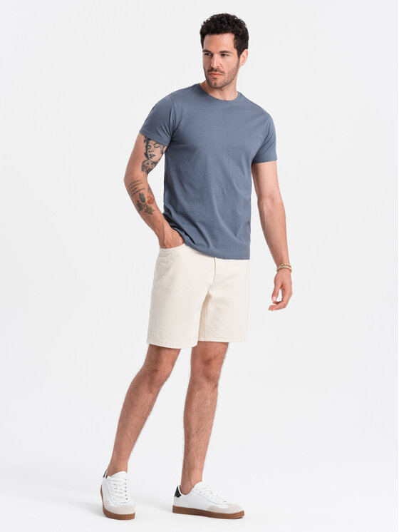 Ombre Ombre T-Shirt OM-TSBS-0146 Modrá Regular Fit