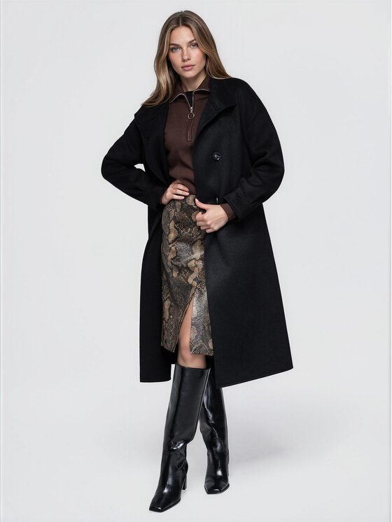 Ombre Ombre Płaszcz przejściowy OW-CT-E0032 Czarny Relaxed Fit