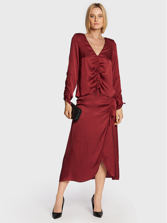 Gonna midi Evie 12857 Bordeaux Regular Fit