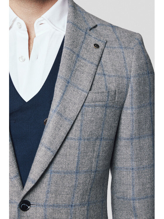Lancerto Lancerto Marynarka Tijuana MA073224000010 Szary Slim Fit