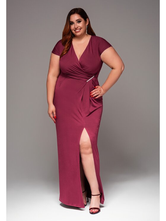 Ombre Ombre Sukienka wieczorowa LA-OM-DLR013 Bordowy Regular Fit
