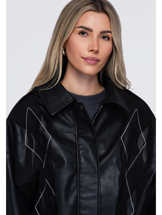 Ombre Ombre Kurtka przejściowa OW-JT-E0004 Czarny Relaxed Fit