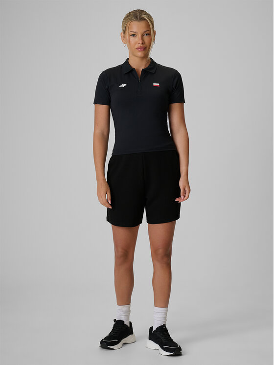 4F 4F Polo STREFA KIBICA Czarny Slim Fit