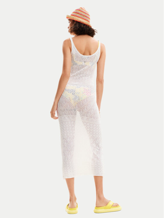 Desigual Desigual Rochie de plajă Kenia 24SWMF02 Alb Regular Fit