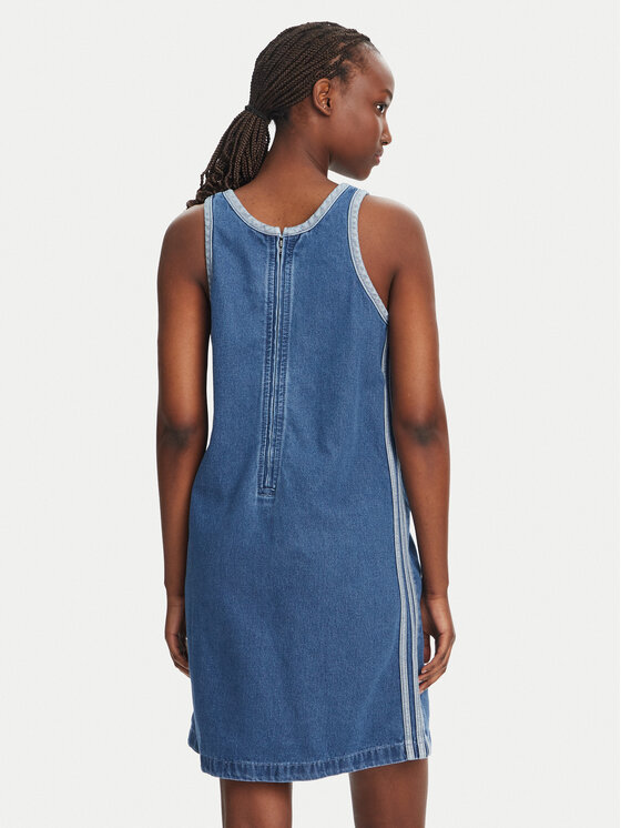 adidas adidas Rochie de blugi adicolor Denim 3-Stripes JD2580 Albastru Slim Fit