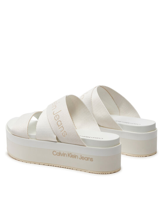 Calvin Klein Jeans Calvin Klein Jeans Nazouváky Flatform Sandal Webbing In Mr YW0YW01361 Bílá