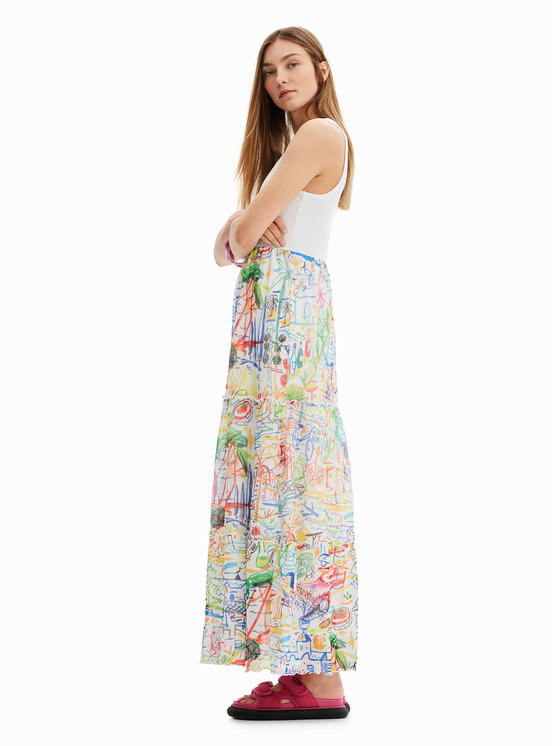 Desigual Desigual Φόρεμα καθημερινό 23SWVK91 Λευκό Regular Fit