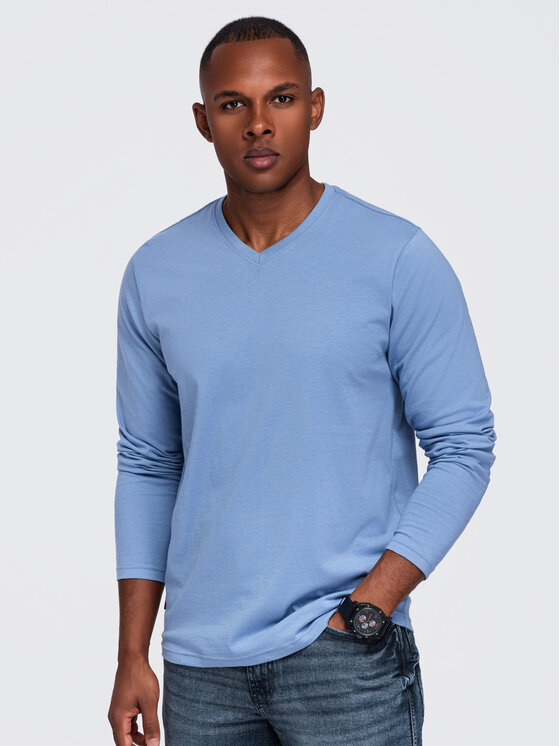 Ombre Ombre S dlouhým rukávem OM-LSBL-0143 Světle modrá Regular Fit