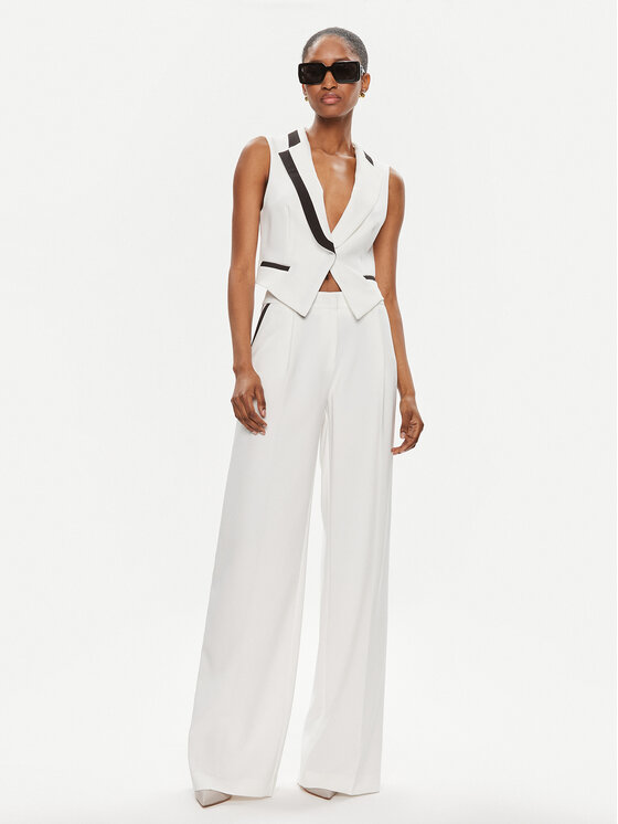 Maryley Maryley Hlače 24EB806/43BN Bijela Wide Leg