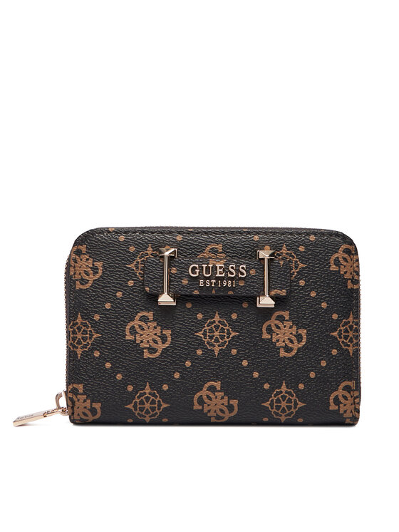 GUESS Portemonnee Zarela SLG Zip Around Card Case Cream White Logo Crème