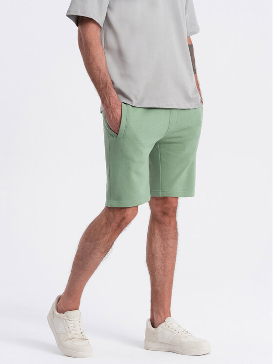 Ombre Ombre Šortky z materiálu OM-SRBS-0139 Zelená Regular Fit