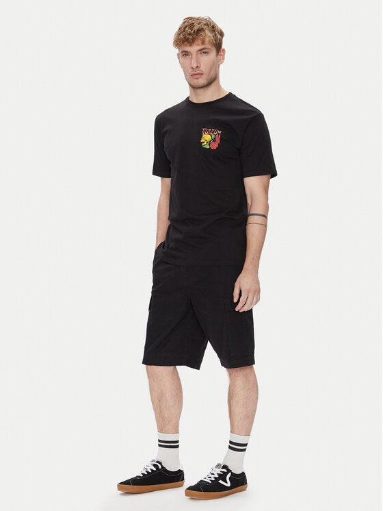 Volcom Volcom Šortky z materiálu Strange Tripper A0912502 Černá Loose Fit