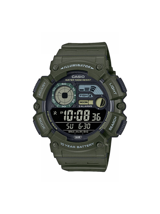Casio Casio Zegarek Digital Moonphase WS-1500H-3BVEF Zielony