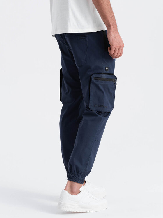 Ombre Ombre Joggery OM-PAJO-0135 Granatowy Cargo Fit