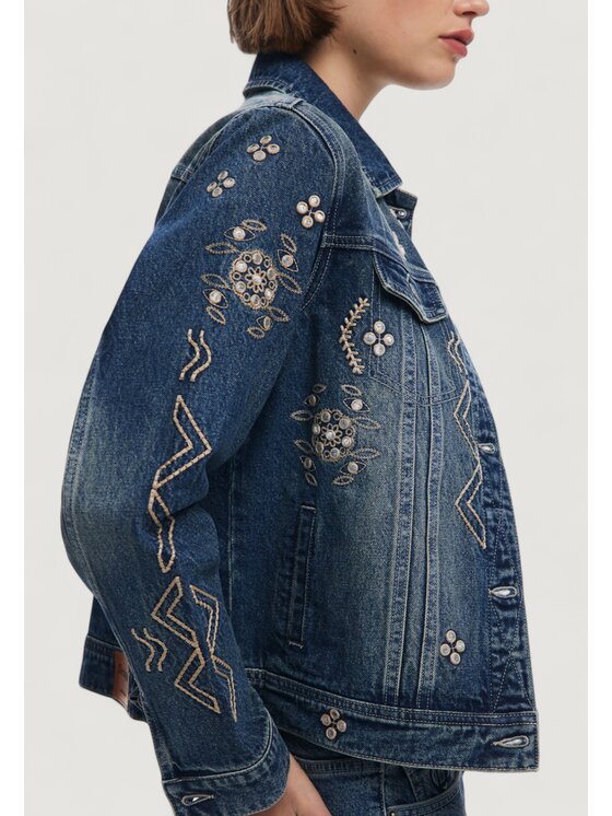 Desigual Desigual Μπουφάν δερμάτινο CHAQ_ESPEJOS Μπλε Casual Fit