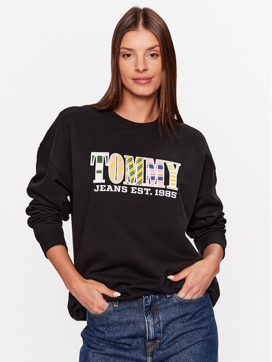 Tommy Jeans Džemperis ar kapuci DW0DW16246 Melns Oversize