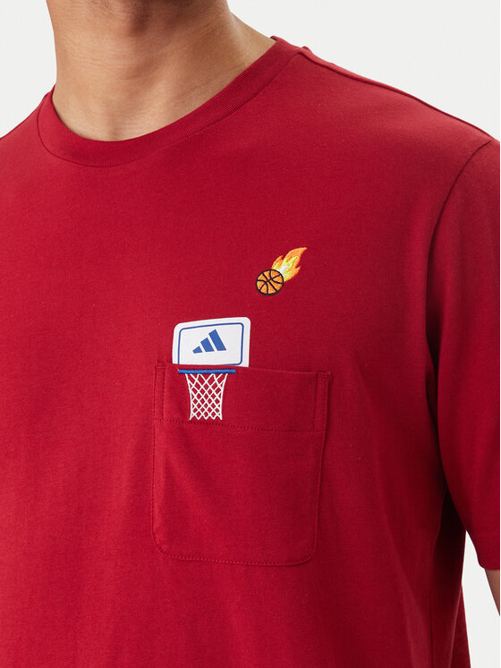 adidas adidas T-krekls Mini Embroidery Basketball Graphic KB2525 Sarkans Regular Fit