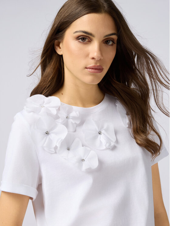 Oltre Oltre T-Shirt G326J004067N011 Biały Regular Fit