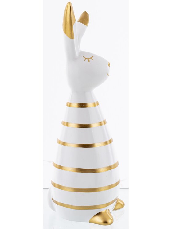 MIAhome MIAhome Figurka królik dolomitowy w złote paski 26x10x9 cm Kolorowy