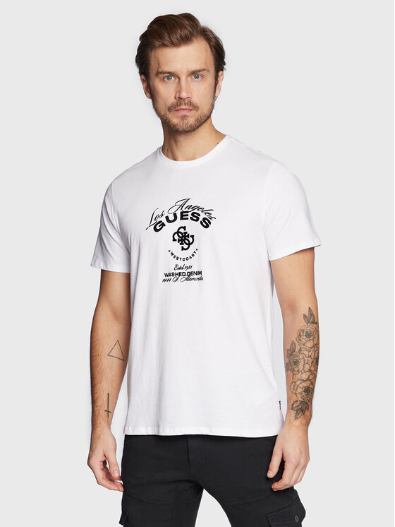 Guess T-shirt M3RI69 KBDK0 Bijela Slim Fit