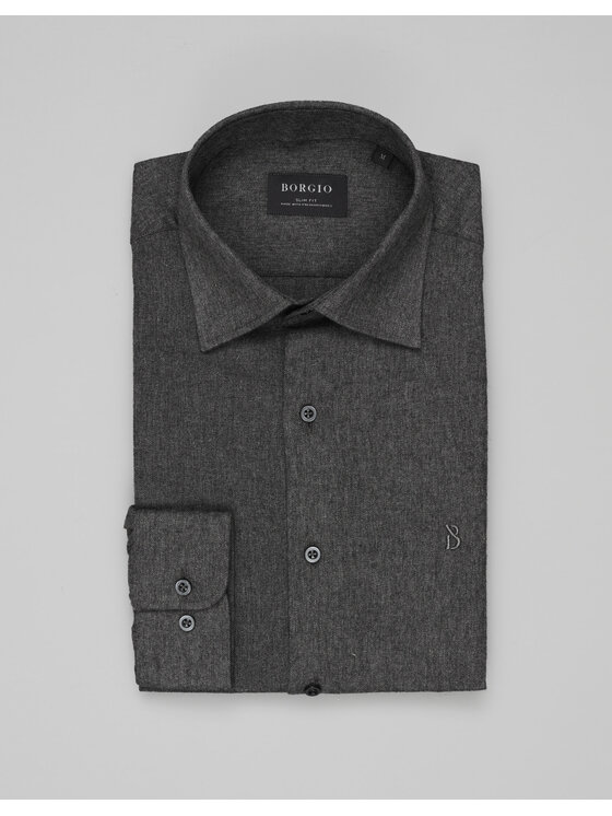 Borgio Borgio Koszula flumeri 00513 Szary Slim Fit