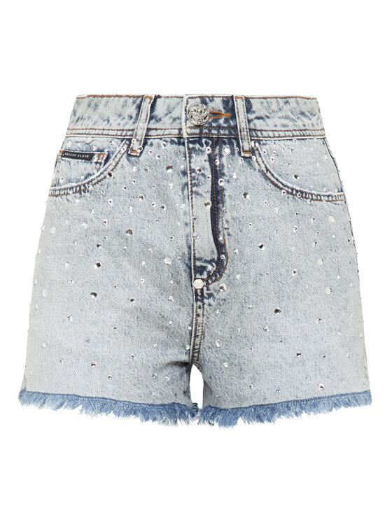 PHILIPP PLEIN PHILIPP PLEIN Džínové šortky 4081 Světle modrá Skinny Fit