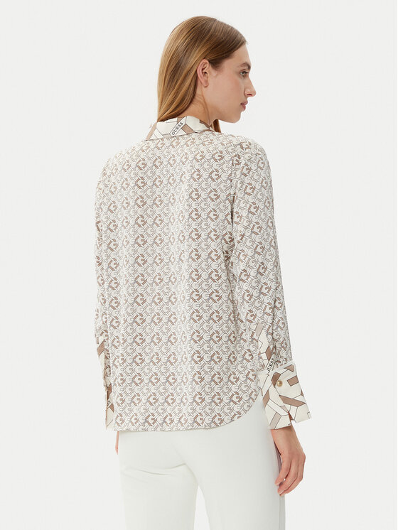 Guess Guess Hemd W4YH47 WF1T2 Écru Regular Fit