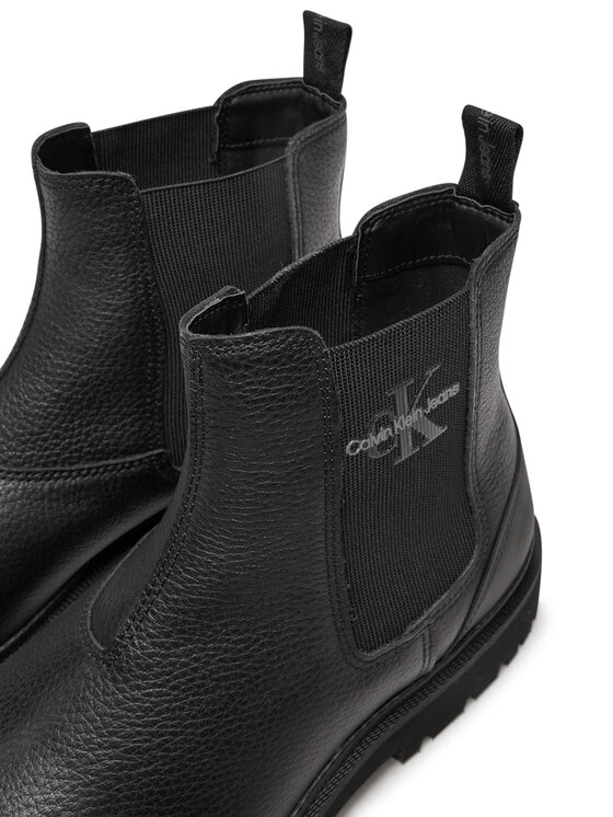 Calvin Klein Jeans Calvin Klein Jeans Kotníková obuv s elastickým prvkem Eva Mid Chelsea Boot Lth YM0YM00750 Černá