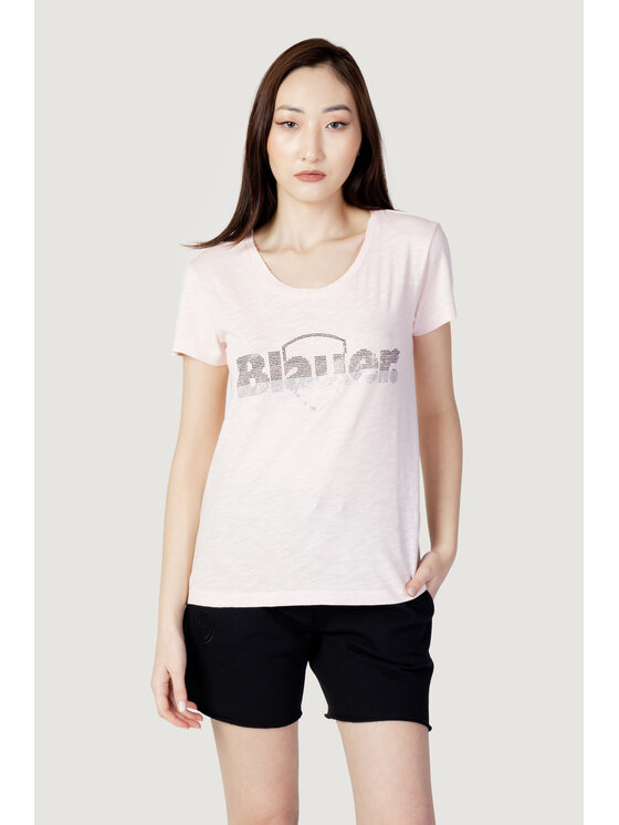Blauer Blauer T-shirt LOGO PAILLETTES Rosa Shirt Fit