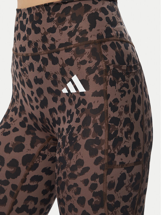 adidas adidas Legginsy Optime Essentials 3-Stripes KZ2520 Brązowy Slim Fit