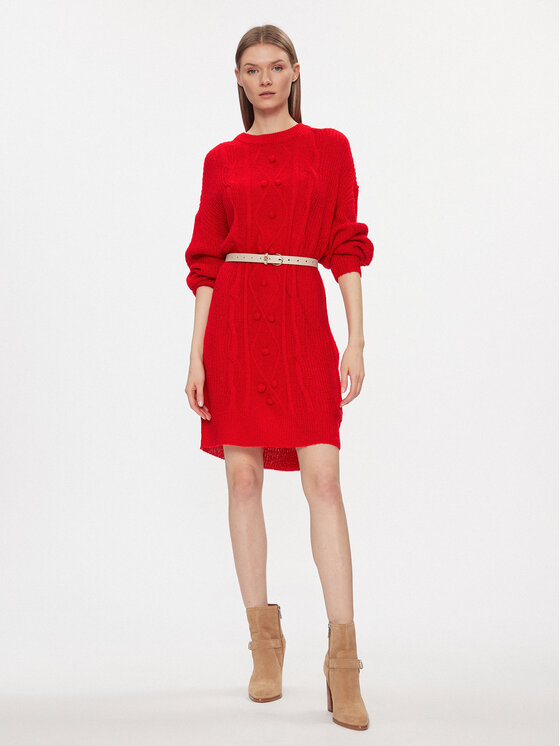Brave Soul Brave Soul Strickkleid LKD-555BERNARD Rot Regular Fit