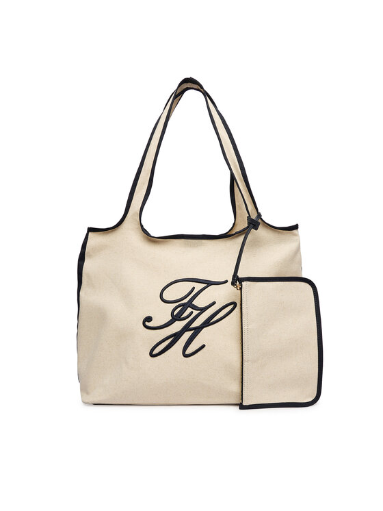 Tommy Hilfiger Tommy Hilfiger Geantă Th Summer Tote Canvas AW0AW18398 Alb