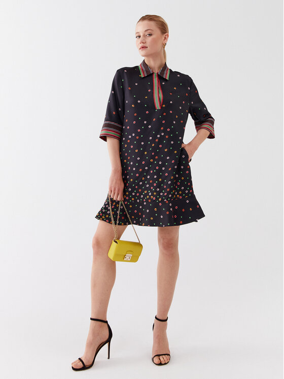 Red Valentino Red Valentino Každodenné šaty 2R3VAGU5 Čierna Relaxed Fit